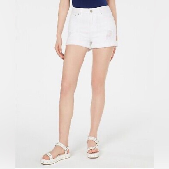 Indigo Rein Women's Ripped White Stretch Denim Shorts Size: 9/28 (NWT) - Picture 1 of 6
